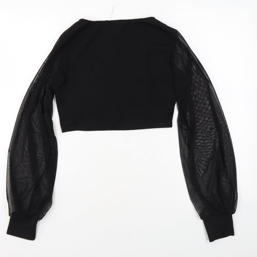 I SAW IT FIRST Womens Black Polyester Basic Blouse Size 10 Scoop Neck