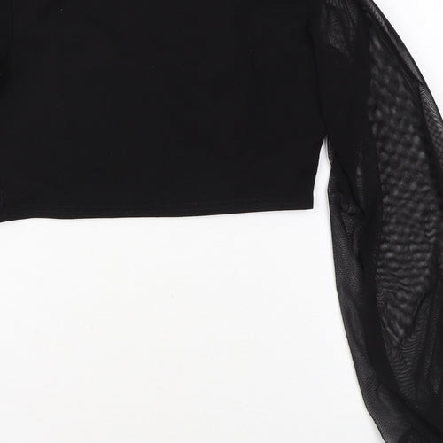 I SAW IT FIRST Womens Black Polyester Basic Blouse Size 10 Scoop Neck