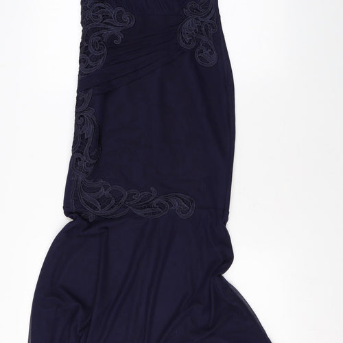 Lipsy Womens Blue Geometric Polyester Mermaid Size 8 One Shoulder Zip