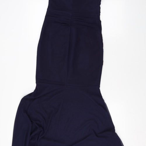 Lipsy Womens Blue Geometric Polyester Mermaid Size 8 One Shoulder Zip