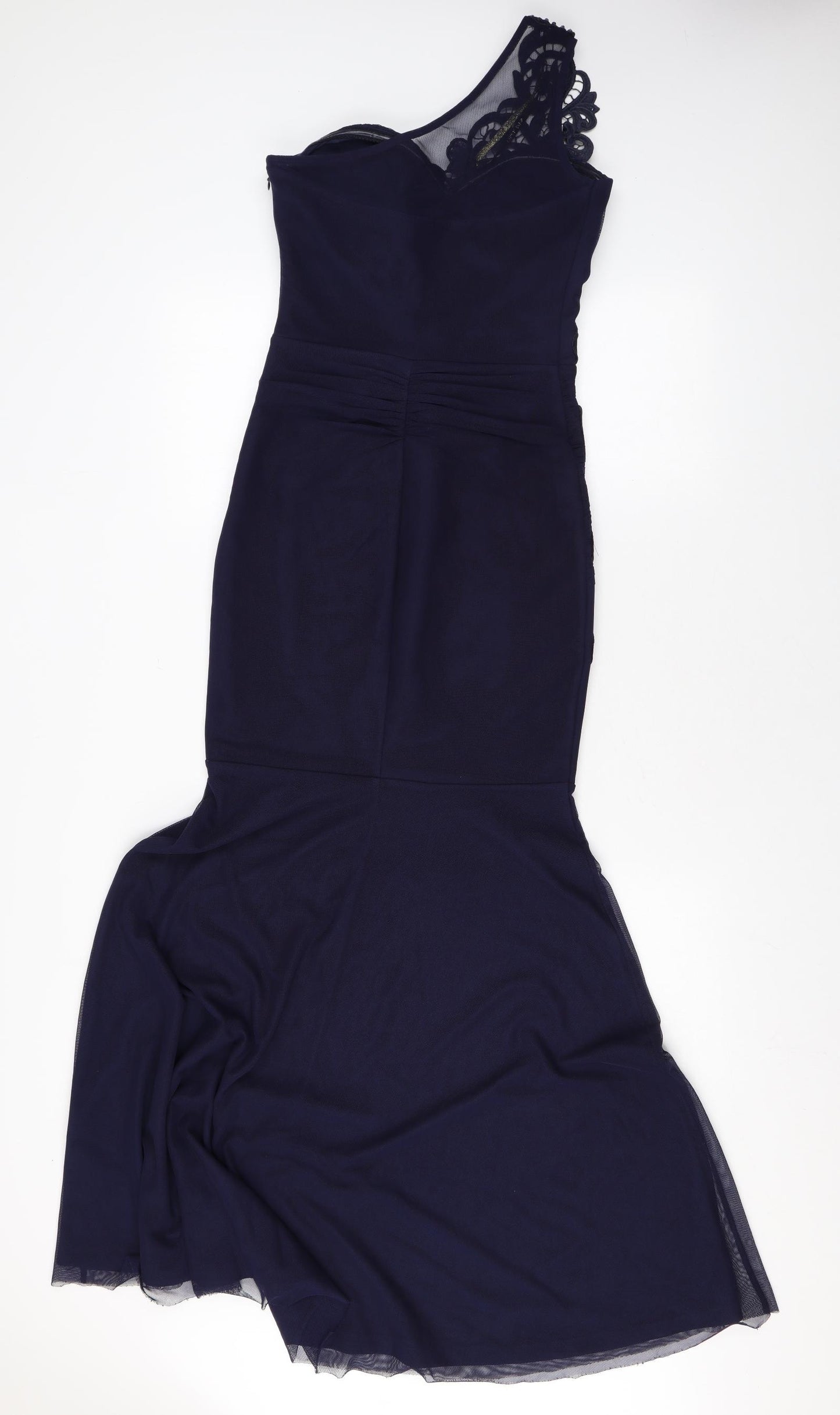 Lipsy Womens Blue Geometric Polyester Mermaid Size 8 One Shoulder Zip
