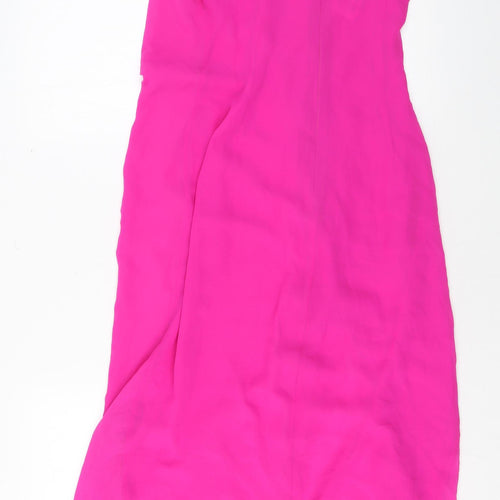 Zara Womens Pink Polyester A-Line Size M One Shoulder Zip