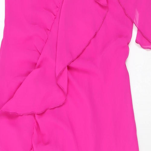 Zara Womens Pink Polyester A-Line Size M One Shoulder Zip