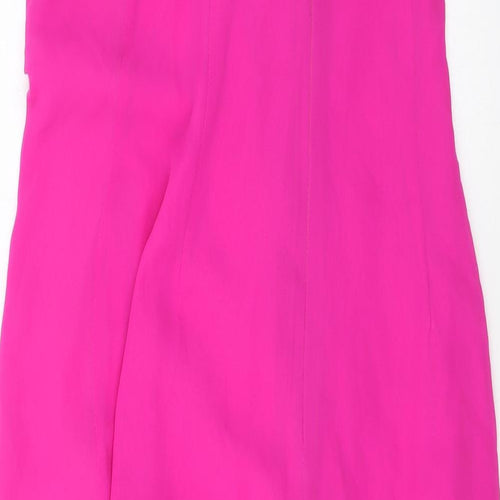 Zara Womens Pink Polyester A-Line Size M One Shoulder Zip
