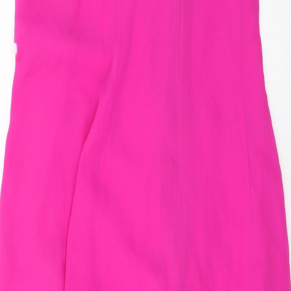 Zara Womens Pink Polyester A-Line Size M One Shoulder Zip