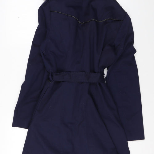 New Look Womens Blue Trench Coat Jacket Size 12 Button