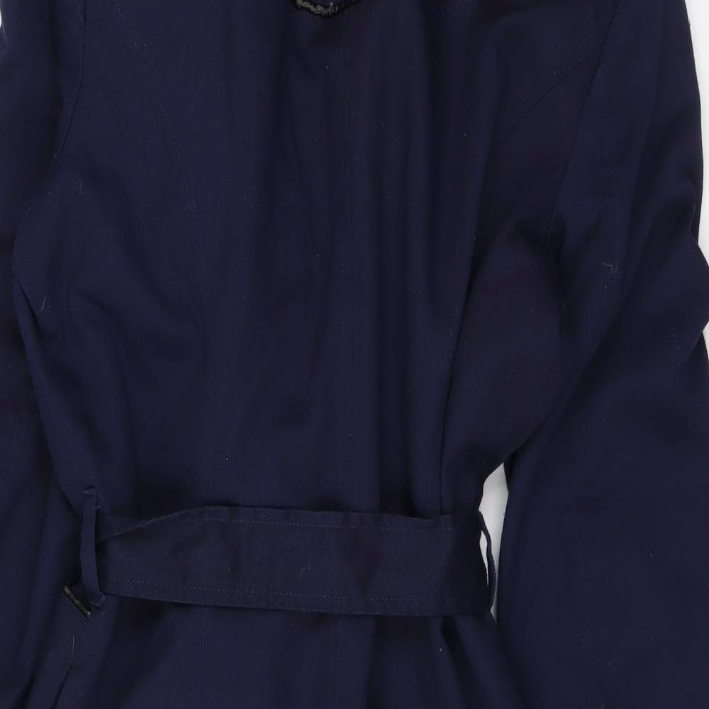 New Look Womens Blue Trench Coat Jacket Size 12 Button