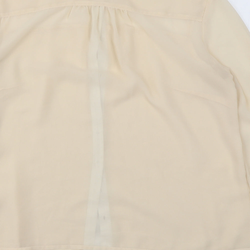 Marks and Spencer Womens Beige Polyester Basic Blouse Size 12 Collared - Diamanté