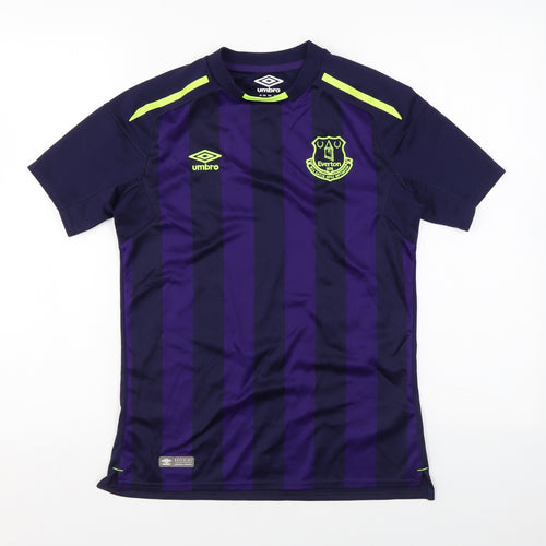 Everton Boys Purple Striped Polyester Basic T-Shirt Size XL Round Neck Pullover - Football Shirt