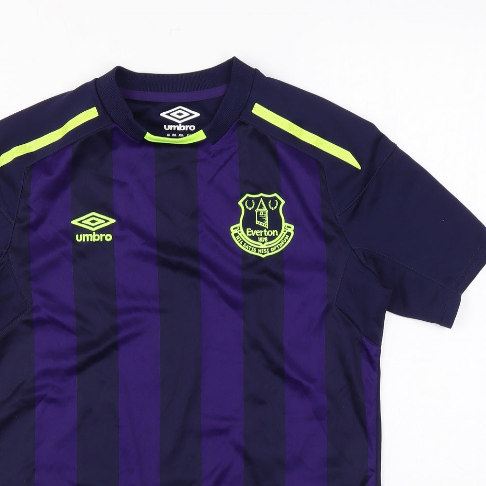 Everton Boys Purple Striped Polyester Basic T-Shirt Size XL Round Neck Pullover - Football Shirt