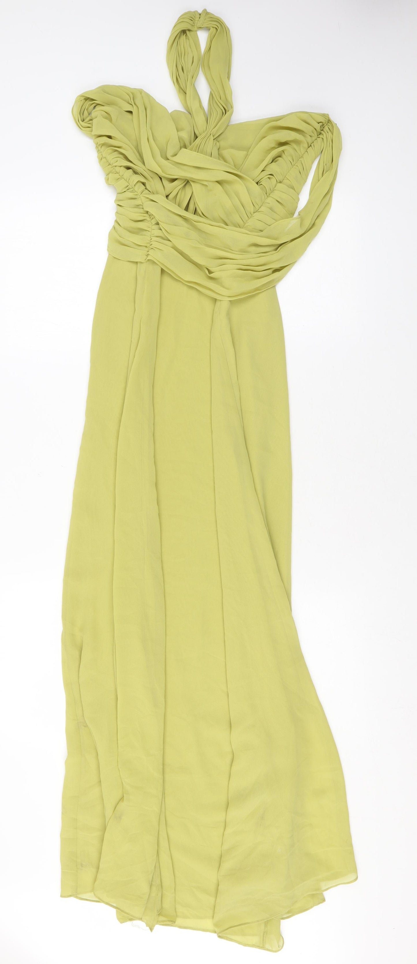 Zara Womens Green Polyester Maxi Size L Halter Zip