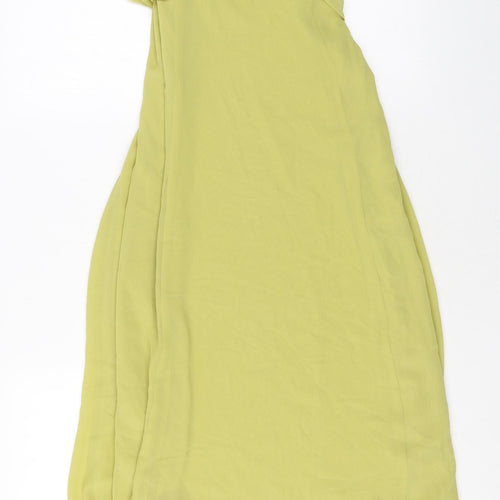 Zara Womens Green Polyester Maxi Size L Halter Zip