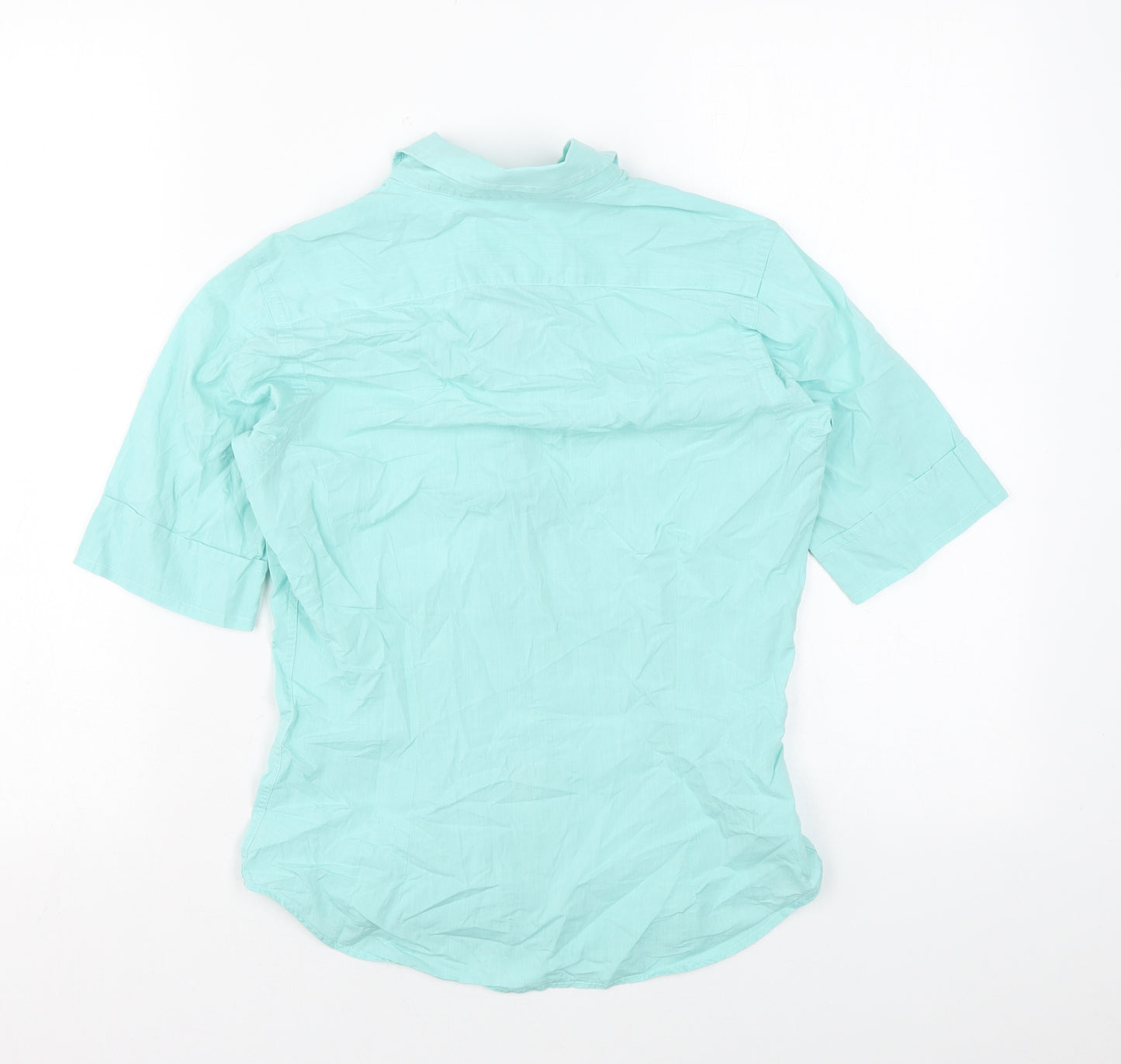 PINK Womens Blue Cotton Basic Button-Up Size 8 Collared