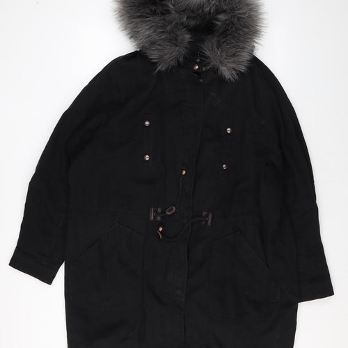 Capsule Womens Black Rain Coat Coat Size 24 Zip