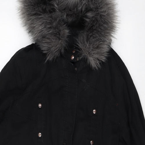 Capsule Womens Black Rain Coat Coat Size 24 Zip