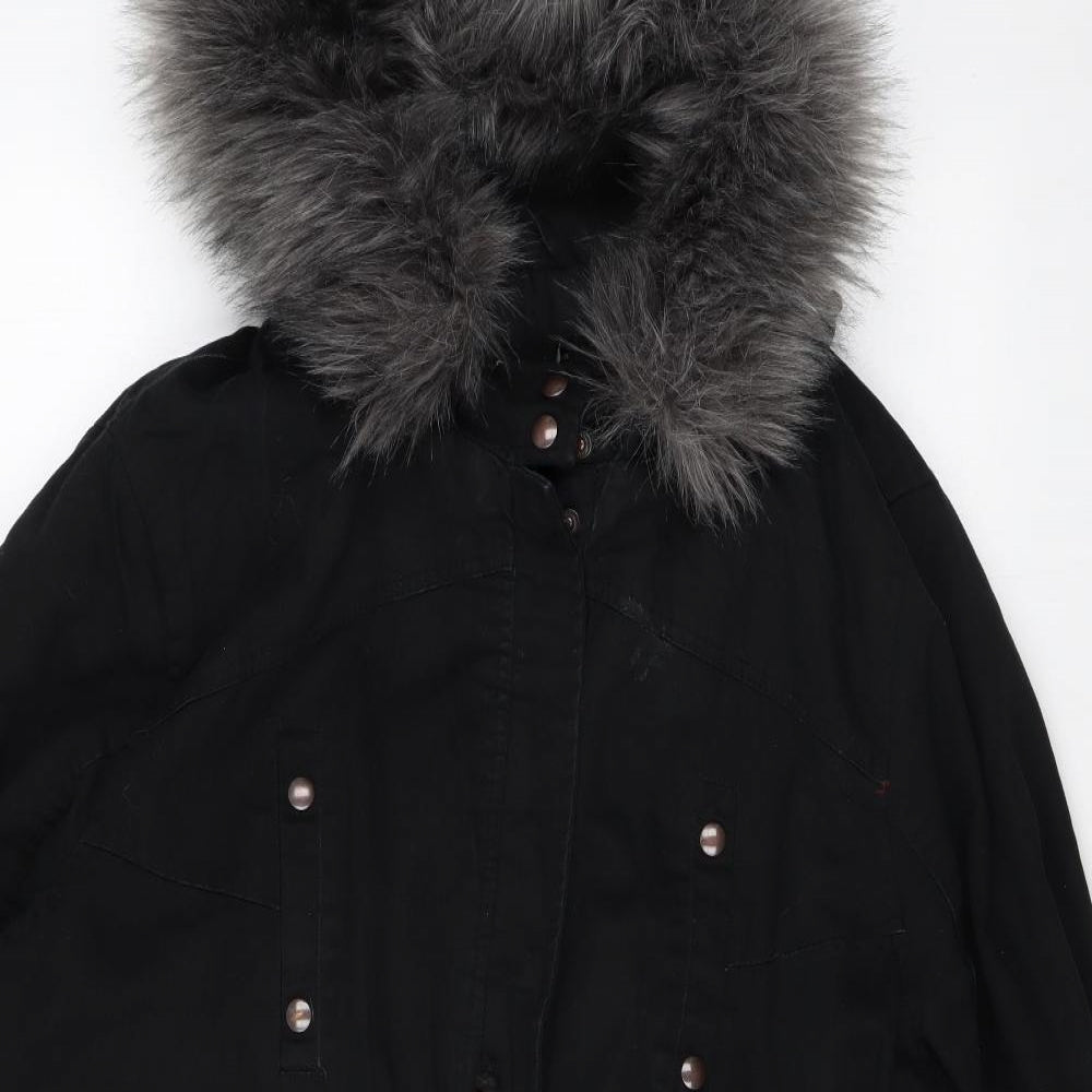 Capsule Womens Black Rain Coat Coat Size 24 Zip