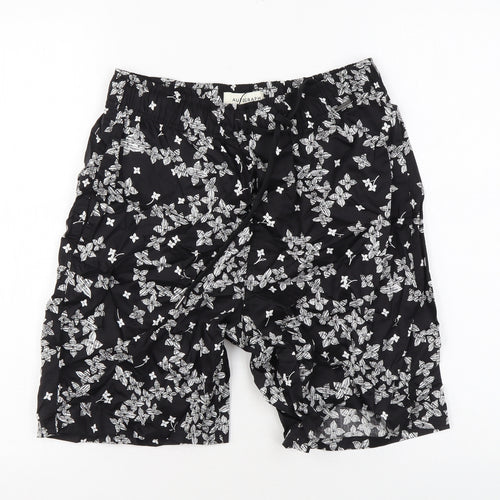 Autograph Mens Black Floral Cotton Chino Shorts Size S L7 in Regular Drawstring