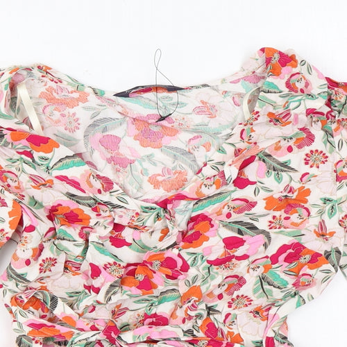 Marks and Spencer Womens Multicoloured Floral Viscose Basic Blouse Size 6 V-Neck