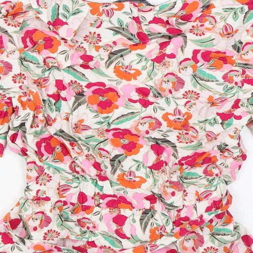 Marks and Spencer Womens Multicoloured Floral Viscose Basic Blouse Size 6 V-Neck