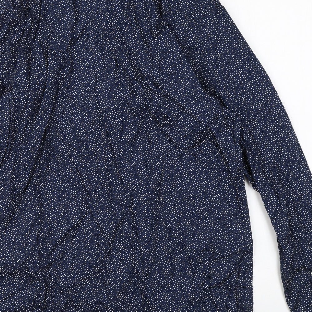 Jaeger Mens Blue Polka Dot Cotton Button-Up Size 15.5 Collared Button