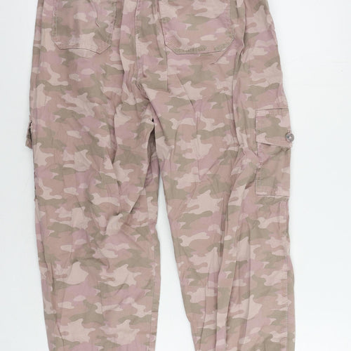 Marks and Spencer Womens Pink Camouflage Lyocell Cargo Trousers Size 10 L23 in Regular Zip - Cropped