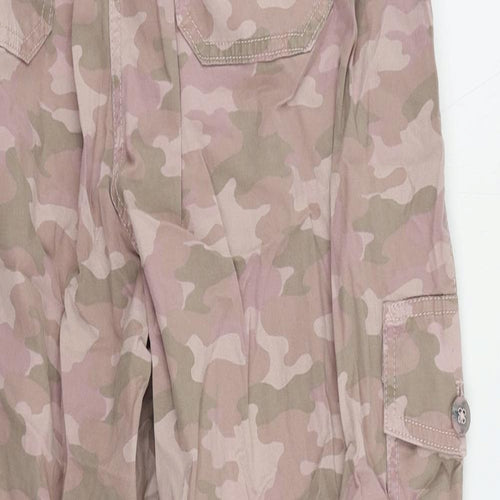 Marks and Spencer Womens Pink Camouflage Lyocell Cargo Trousers Size 10 L23 in Regular Zip - Cropped