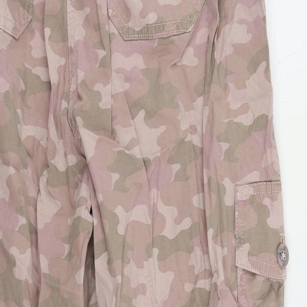 Marks and Spencer Womens Pink Camouflage Lyocell Cargo Trousers Size 10 L23 in Regular Zip - Cropped