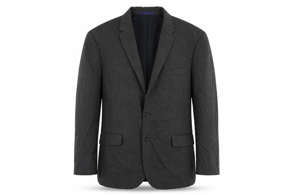 Front view of Marks & Spencer men’s grey polyester jacket suit jacket, size 44, regular
