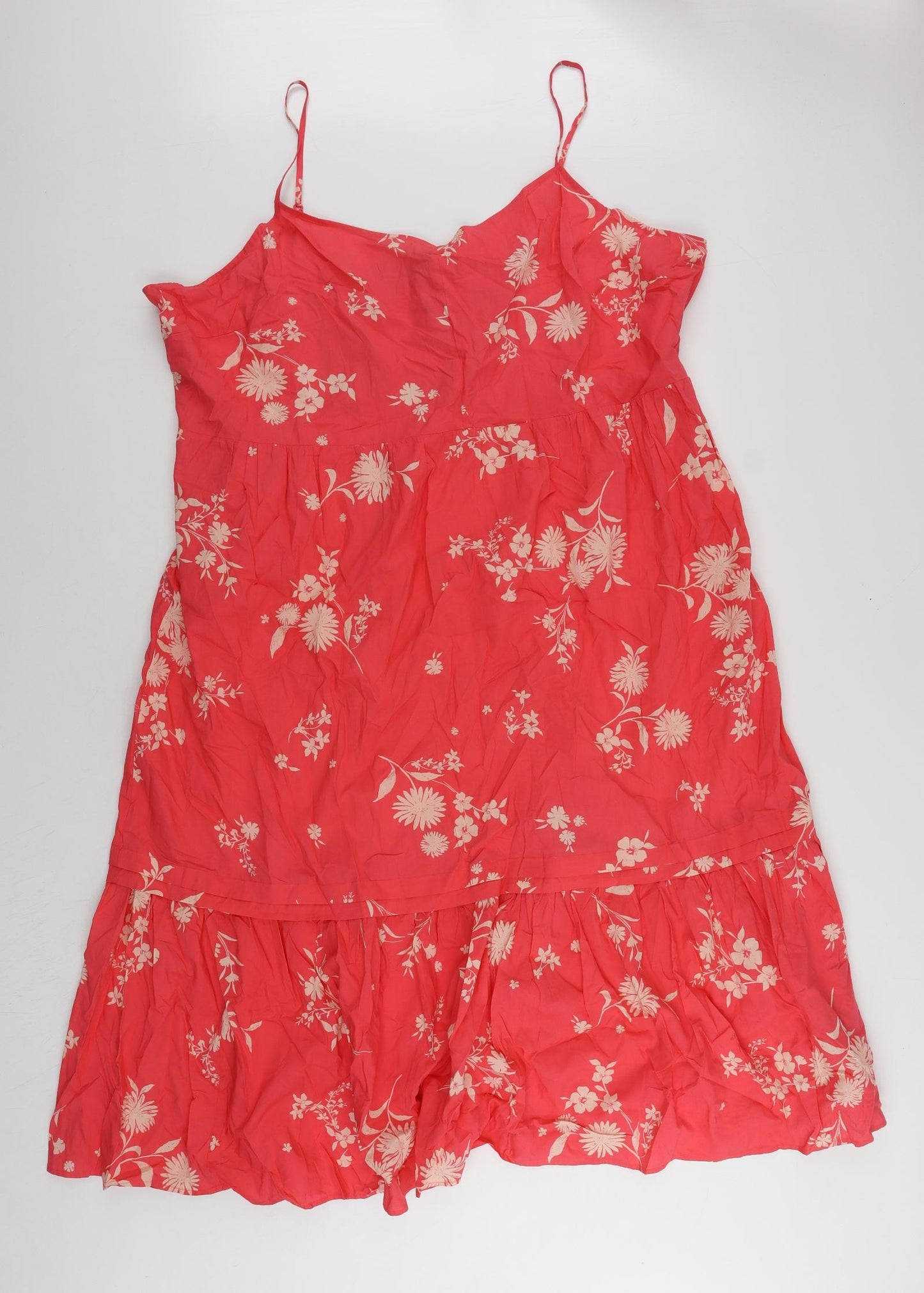 Marks and Spencer Womens Pink Floral Cotton Slip Dress Size 24 V-Neck Pullover