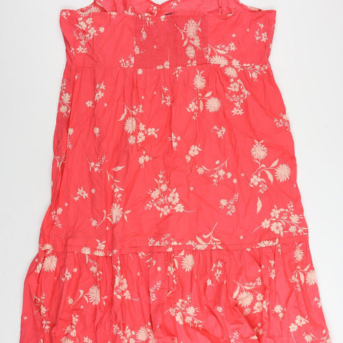 Marks and Spencer Womens Pink Floral Cotton Slip Dress Size 24 V-Neck Pullover