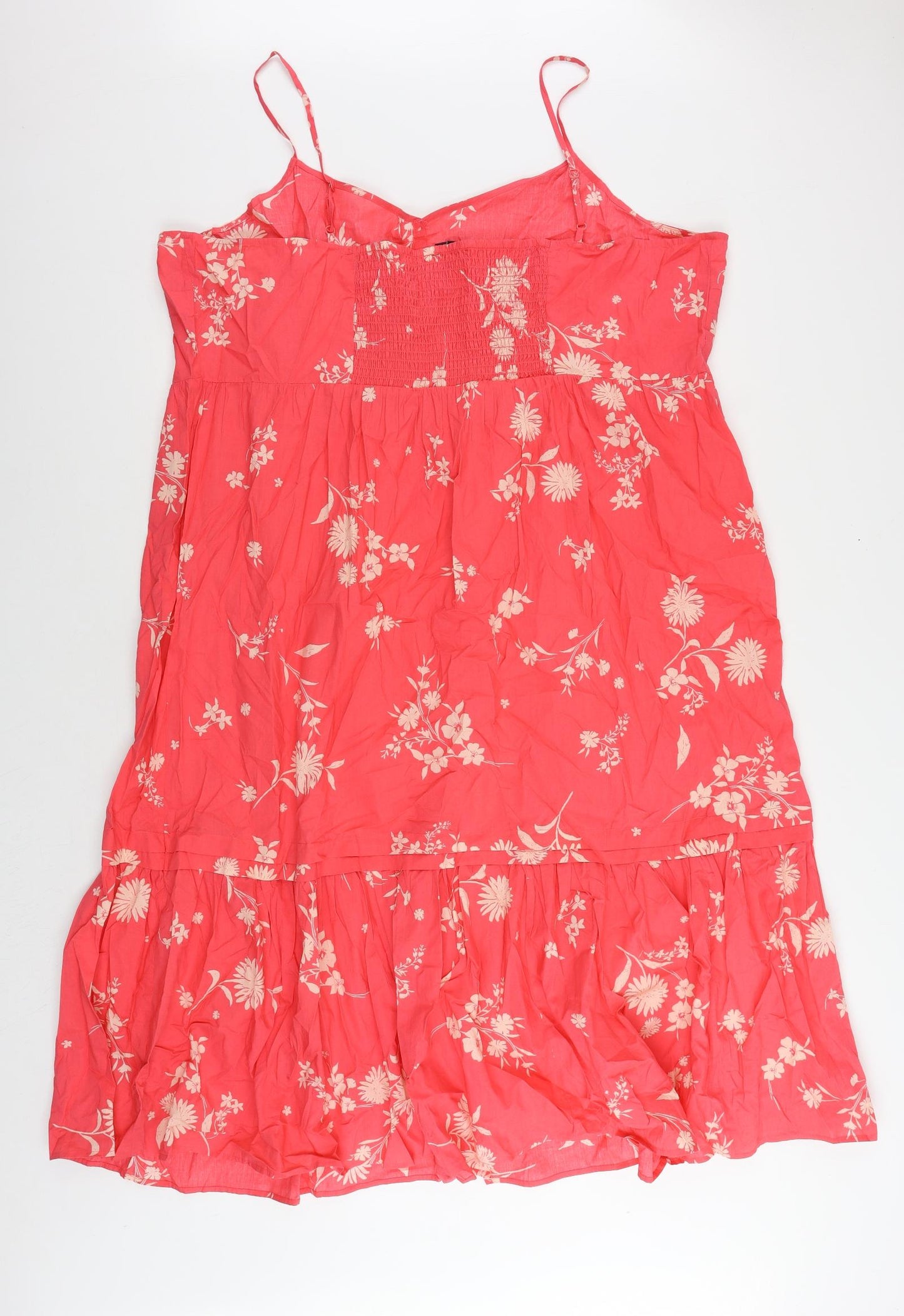 Marks and Spencer Womens Pink Floral Cotton Slip Dress Size 24 V-Neck Pullover