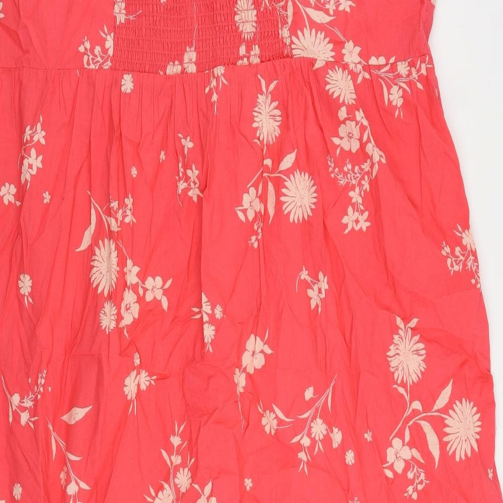 Marks and Spencer Womens Pink Floral Cotton Slip Dress Size 24 V-Neck Pullover