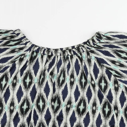 Marks and Spencer Womens Multicoloured Geometric Polyester Basic Blouse Size 8 Round Neck