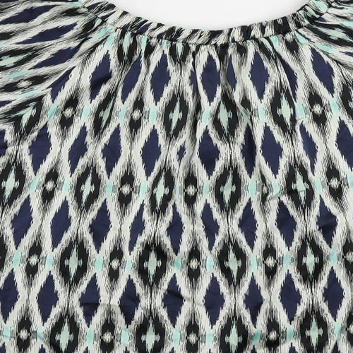 Marks and Spencer Womens Multicoloured Geometric Polyester Basic Blouse Size 8 Round Neck
