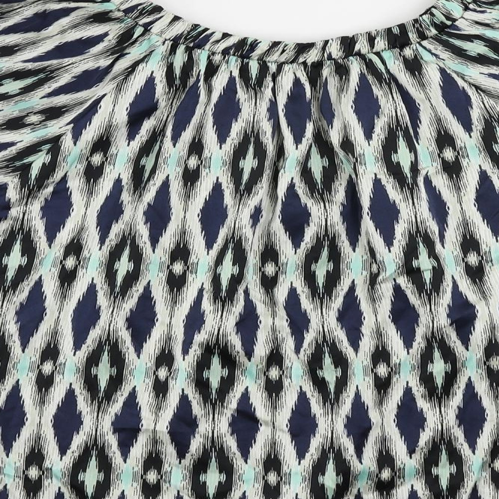 Marks and Spencer Womens Multicoloured Geometric Polyester Basic Blouse Size 8 Round Neck