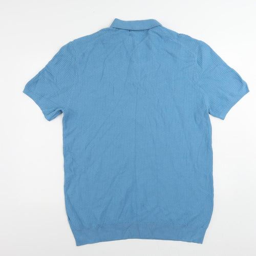 Autograph Mens Blue Cotton Polo Size XL Collared Button
