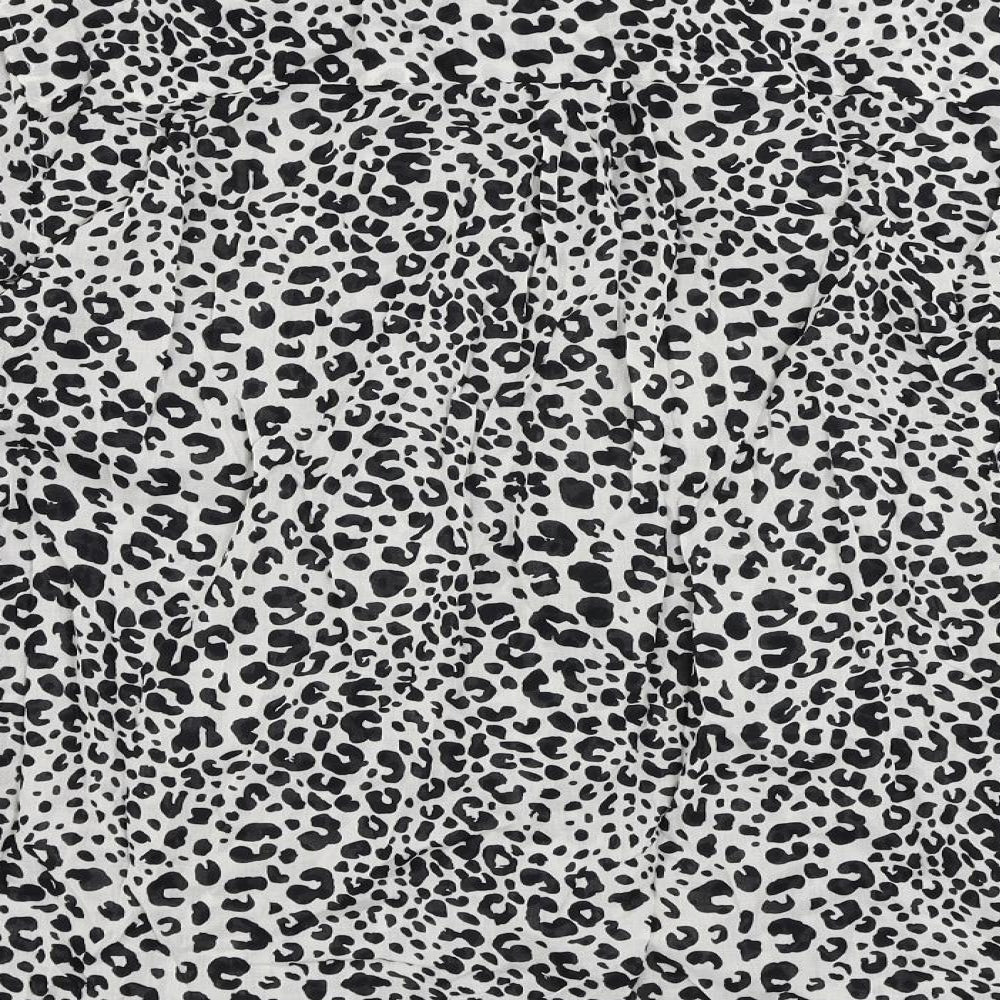 Marks and Spencer Womens Black Animal Print Cotton Basic Button-Up Size 20 Collared