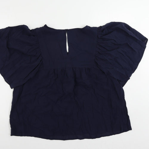 Marks and Spencer Womens Blue Cotton Basic Blouse Size 20 Round Neck