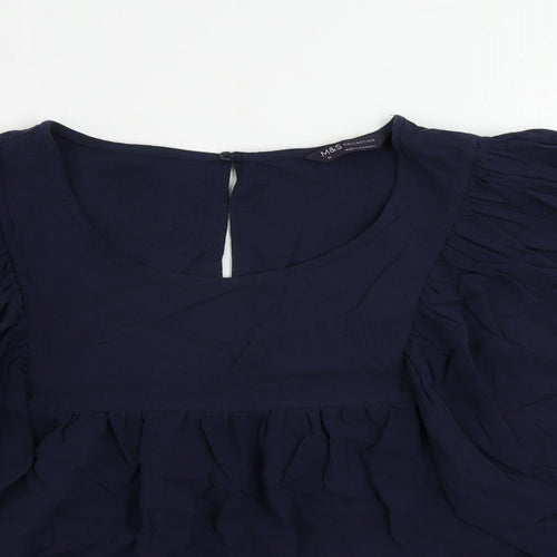 Marks and Spencer Womens Blue Cotton Basic Blouse Size 20 Round Neck