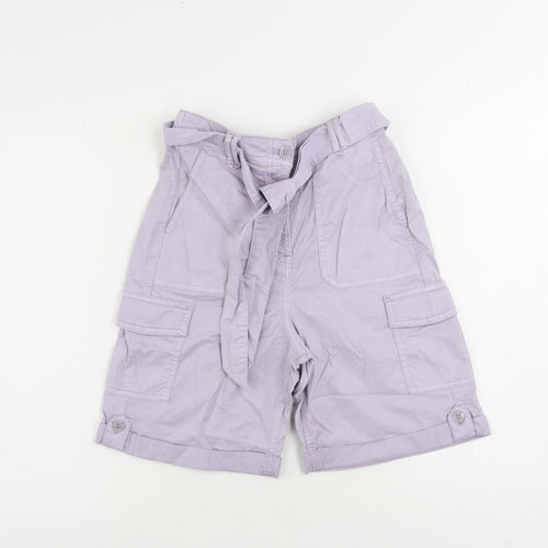 Marks and Spencer Womens Purple Lyocell Cargo Shorts Size 6 L8 in Regular Zip - Belted