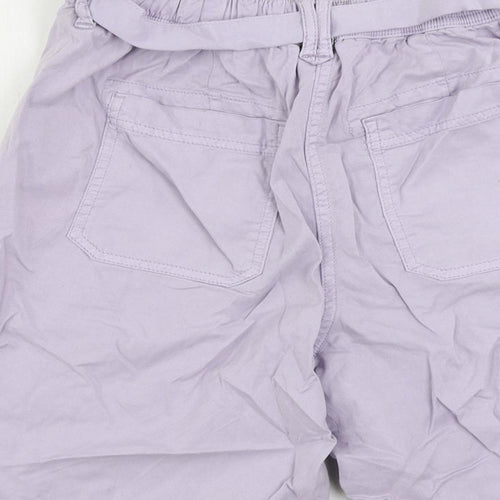 Marks and Spencer Womens Purple Lyocell Cargo Shorts Size 6 L8 in Regular Zip - Belted