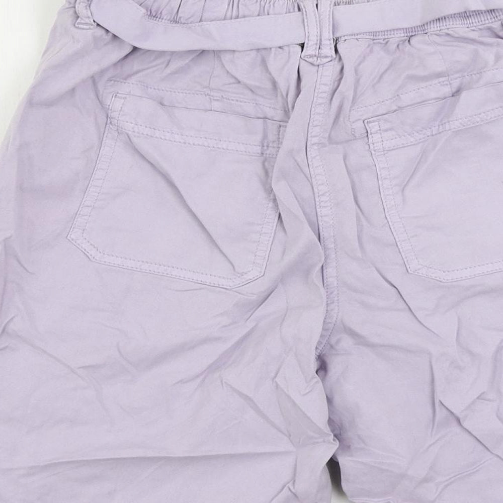 Marks and Spencer Womens Purple Lyocell Cargo Shorts Size 6 L8 in Regular Zip - Belted