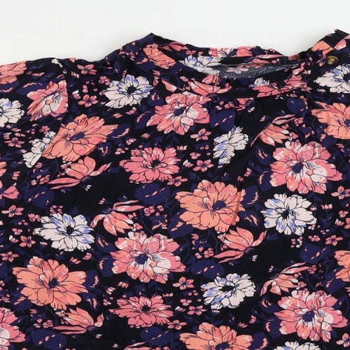 Marks and Spencer Womens Pink Floral Viscose Basic Blouse Size 20 Mock Neck