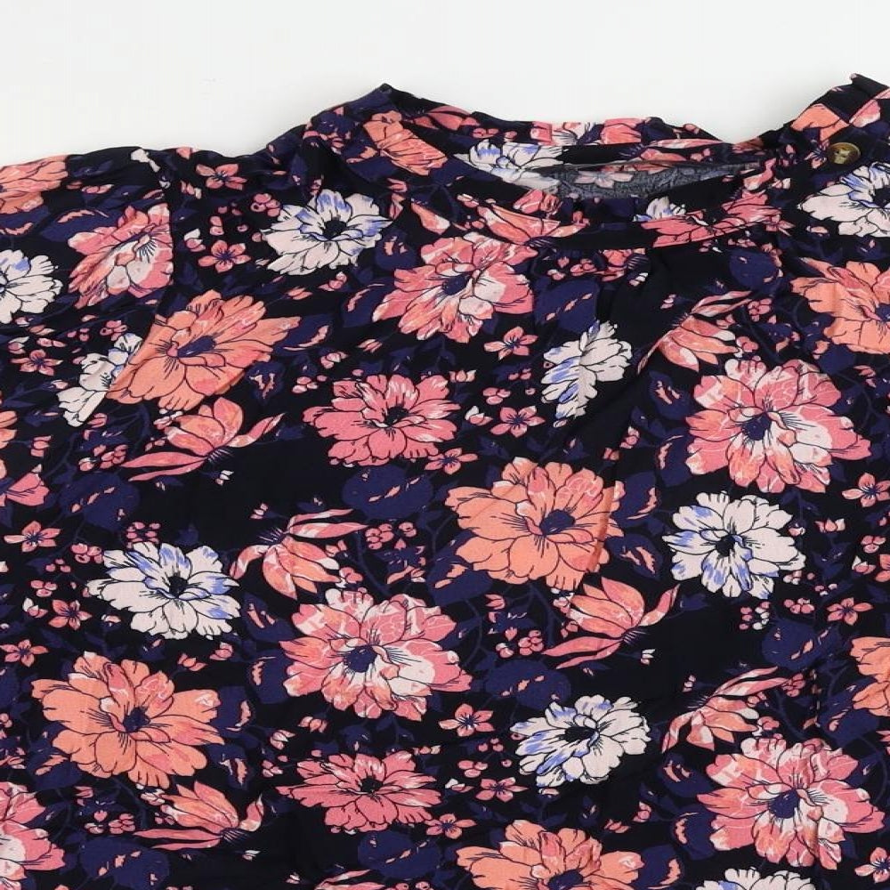 Marks and Spencer Womens Pink Floral Viscose Basic Blouse Size 20 Mock Neck