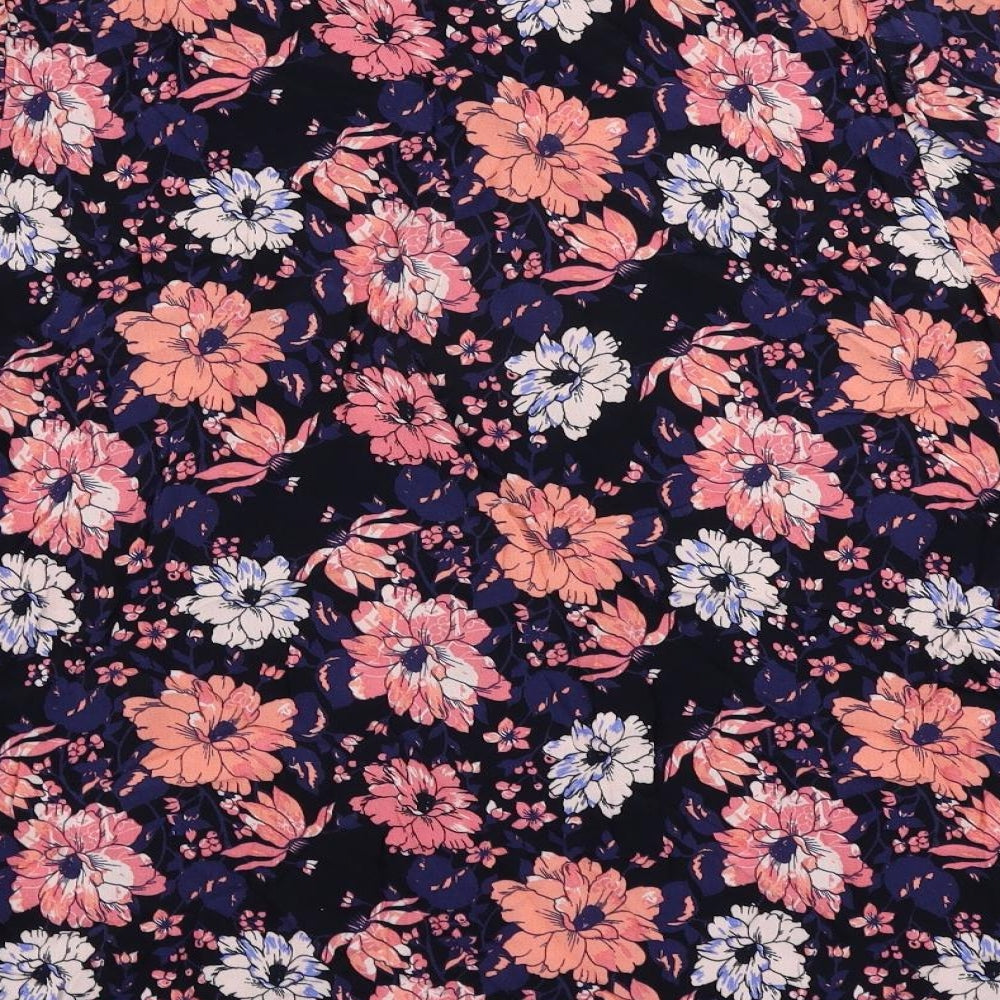 Marks and Spencer Womens Pink Floral Viscose Basic Blouse Size 20 Mock Neck