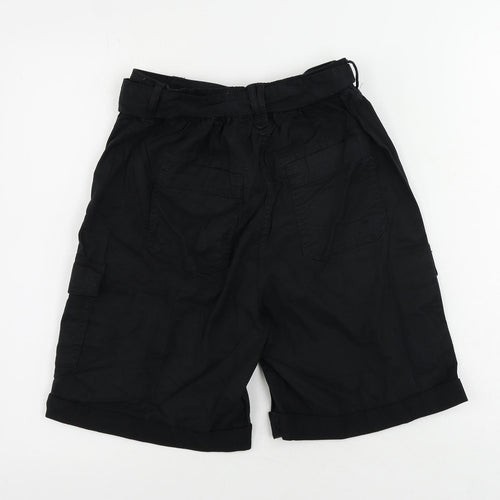 Marks and Spencer Womens Black Lyocell Cargo Shorts Size 6 L7 in Regular Button - Elastic Waist