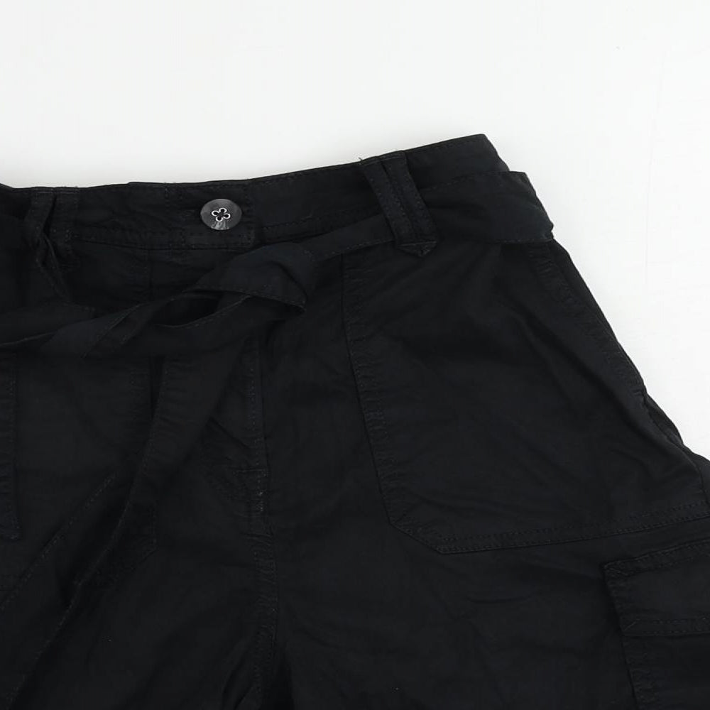 Marks and Spencer Womens Black Lyocell Cargo Shorts Size 6 L7 in Regular Button - Elastic Waist