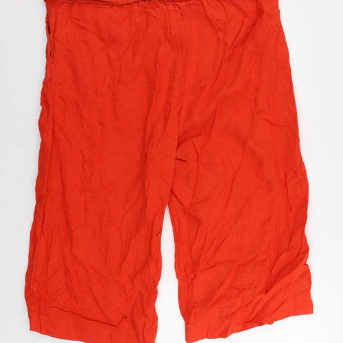 Marks and Spencer Womens Red Linen Cropped Trousers Size 24 L21 in Regular Zip