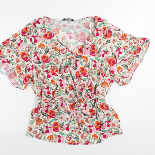 Marks and Spencer Womens Multicoloured Floral Viscose Basic Blouse Size 22 Collared - Belted