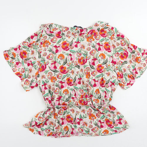 Marks and Spencer Womens Multicoloured Floral Viscose Basic Blouse Size 22 Collared - Belted